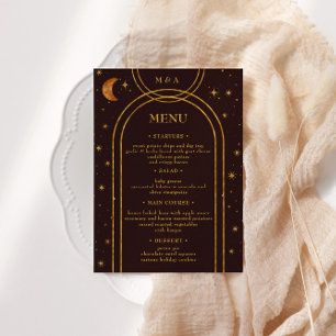 Vintage Celestial Måne Stars Bröllop Dinner Menu Inbjudningar