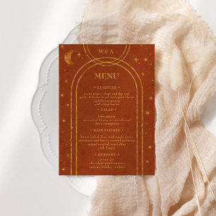Vintage Celestial Måne Stars Bröllop Dinner Menu Inbjudningar