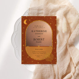 Vintage Celestial Måne Stars Bröllop Inbjudningar