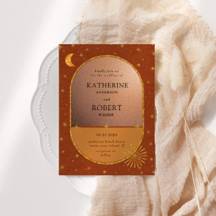 Vintage Celestial Måne Stars Bröllop Inbjudningar