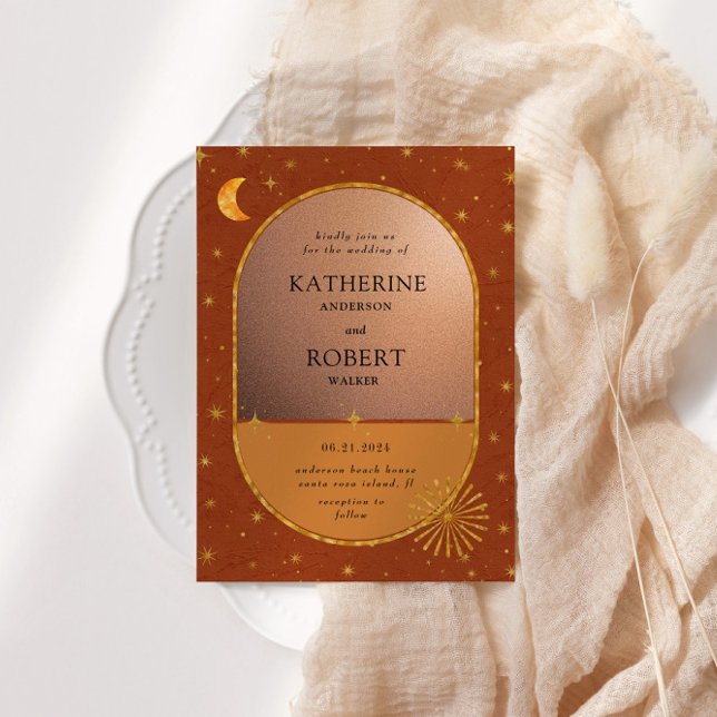 Vintage Celestial Måne Stars Bröllop Inbjudningar (Skapare uppladdad)