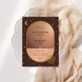 Vintage Celestial Måne Stars Bröllop Inbjudningar