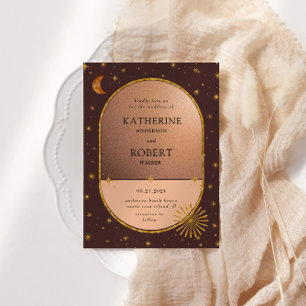 Vintage Celestial Måne Stars Bröllop Inbjudningar