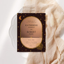 Vintage Celestial Måne Stars Bröllop Inbjudningar