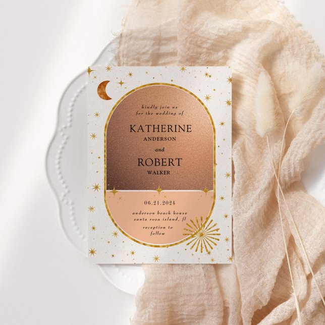 Vintage Celestial Måne Stars Bröllop Inbjudningar (Skapare uppladdad)
