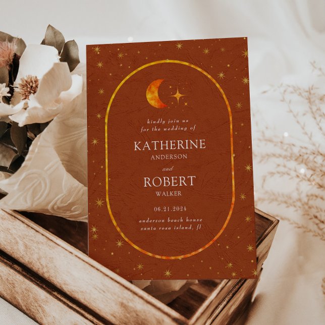 Vintage Celestial Måne Stars Bröllop Inbjudningar (Skapare uppladdad)