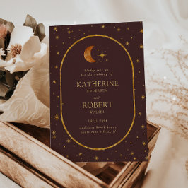 Vintage Celestial Måne Stars Bröllop Inbjudningar