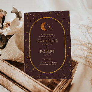 Vintage Celestial Måne Stars Bröllop Inbjudningar