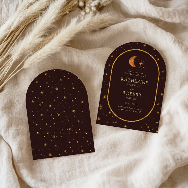 Vintage Celestial Måne Stars Bröllop Inbjudningar (Skapare uppladdad)