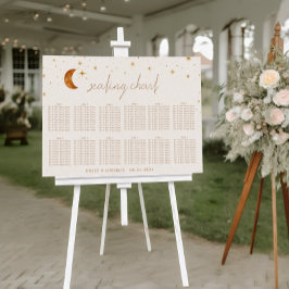 Vintage Celestial Måne Stars Bröllop Sittdiagram Poster