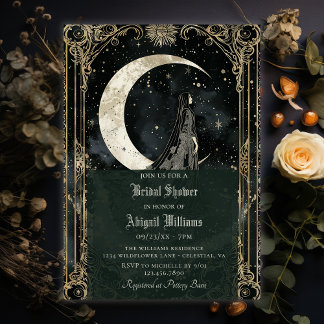Vintage Celestial Måne Stars Mystic Möhippa Inbjudningar