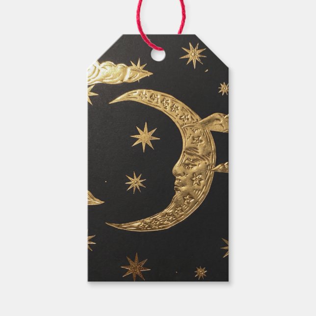 Vintage Celestial Moon Gift Tag Presentetikett (Framsidan)