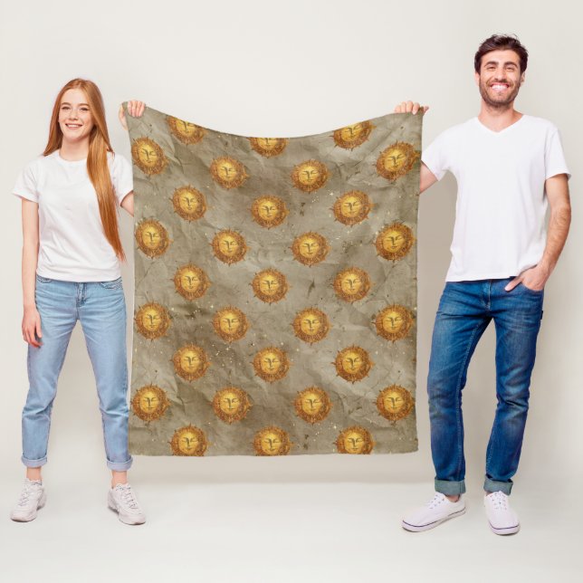 Vintage Celestial Sol Astrologi Mönster Fleecefilt (På plats)
