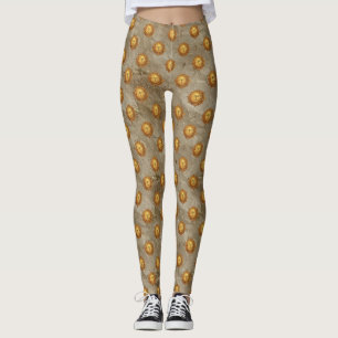 Vintage Celestial Sol Astrologi Mönster Leggings