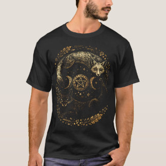 Vintage Celestial Sol Och Måne Räv Yin Yang T Shirt