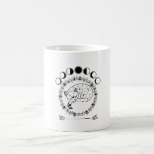Vintage Celestial sömnkatt med Måne faser Kaffemugg
