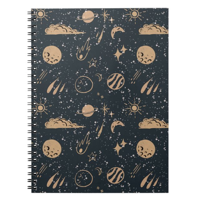 Vintage Celestial Space Pattern Anteckningsbok (Framsidan)