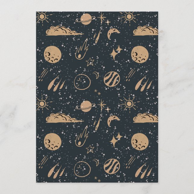 Vintage Celestial Space Pattern Inbjudningar (Framsida)