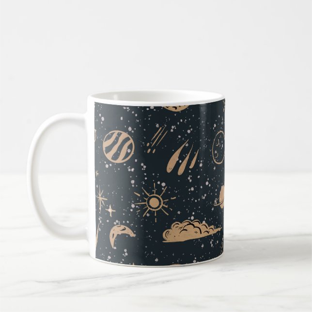 Vintage Celestial Space Pattern Kaffemugg (Vänster)