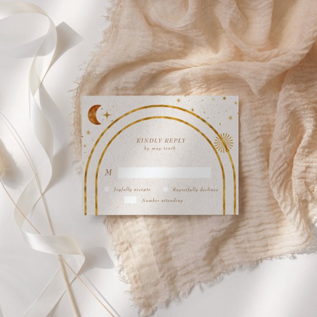 Vintage Celestial Stars Måne OSA Responskort Card Kort (Skapare uppladdad)