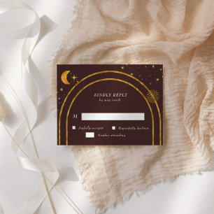 Vintage Celestial Stars Måne OSA Responskort Card Kort