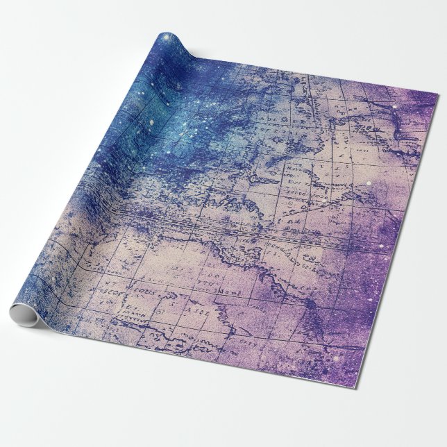 Vintage Celestial World Map (14) Presentpapper (Utrullad)