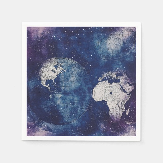 Vintage Celestial World Map (2) Pappersservett (Framsidan)