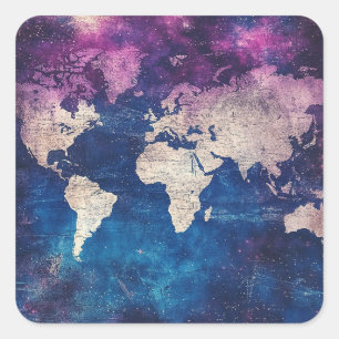 Vintage Celestial World Map (4) Fyrkantigt Klistermärke