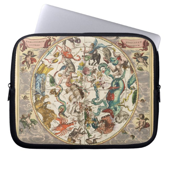 Vintage Celestial Zodiac Star Constellation Karta Laptop Sleeve (Framsidan)