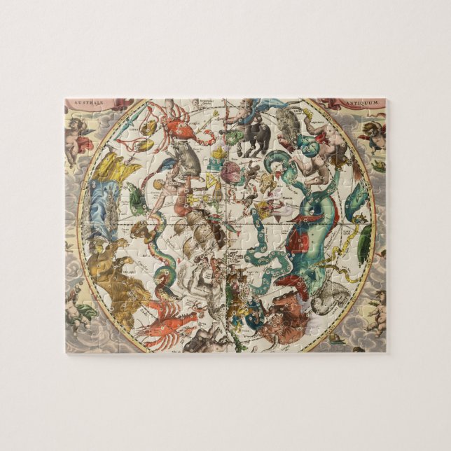 Vintage Celestial Zodiac Star Constellation Karta Pussel (Horisontell)