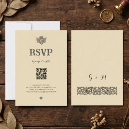 Vintage Celtic Knot medeltida vapensköld QR RSVP-k OSA Kort