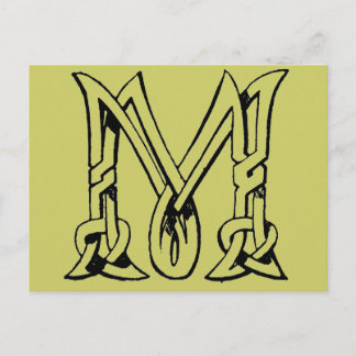 Vintage Celtic Knot Monogram Brev M Vykort