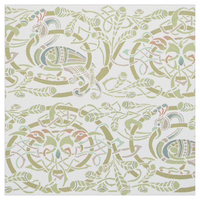 Vintage Celtic Knot Peacock Birds Mönster Frieze Tyg (Provkarta)