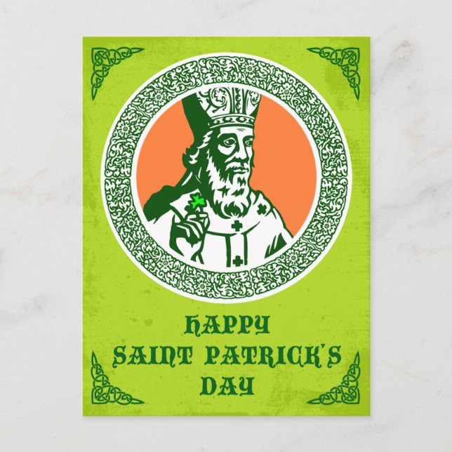 Vintage celtic stil St. Patricks hälsning Vykort (Framsida)