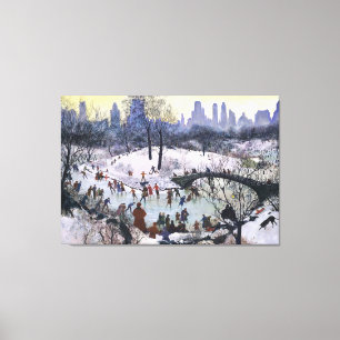 Vintage Central Park som åker skridskor målning Canvastryck