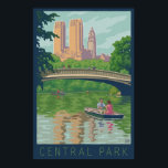 Vintage Central Park Travel Poster<br><div class="desc">Iconic Bow Bridge i Central Park,  New York City.</div>