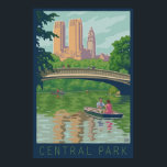 Vintage Central Park Travel Poster<br><div class="desc">Iconic Bow Bridge i Central Park,  New York City.</div>
