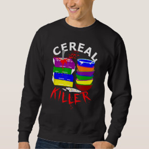 Vintage Cereal Killer Food Pun Cereal Box Hallow Lång Ärmad Tröja