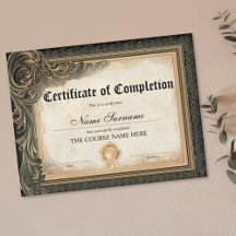 Vintage Certifikat för fullgörande av studiekurs