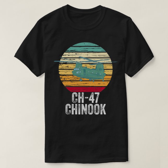 Vintage CH47 Chinook Militärhelikopter T Shirt (Design framsida)