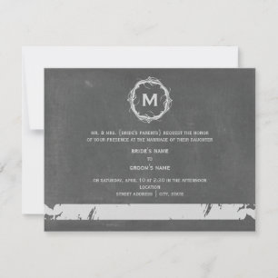 Vintage ChaIk Inspired Monogram Bröllop Inbjudningar