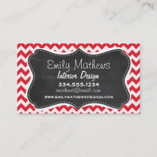 Vintage Chalk Alizarin Crimson Chevron; zig zag Visitkort