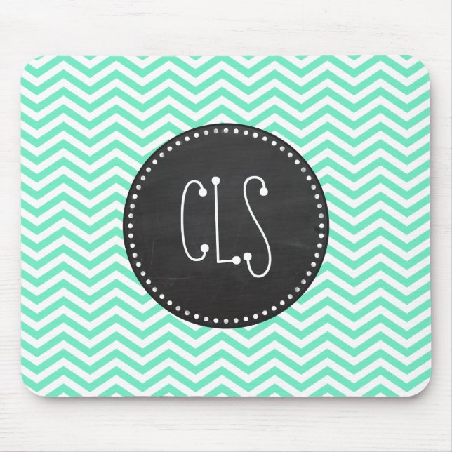 Vintage Chalkboard; Aquamarine Chevron; zig zag Musmatta (Framsidan)