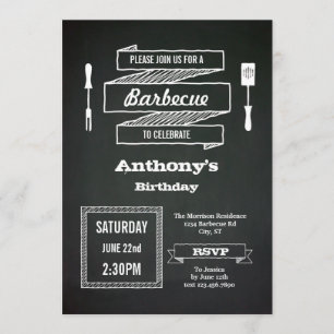 Vintage Chalkboard Birthday BBQ-inbjudan Inbjudningar