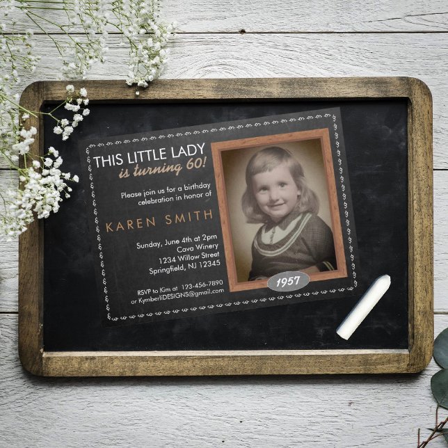 Vintage Chalkboard Birthday-inbjudan Inbjudningar (Skapare uppladdad)