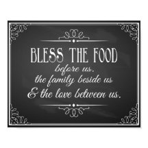 Vintage Chalkboard Bless this food bröllop print