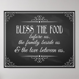Vintage Chalkboard Bless this food bröllop print Poster