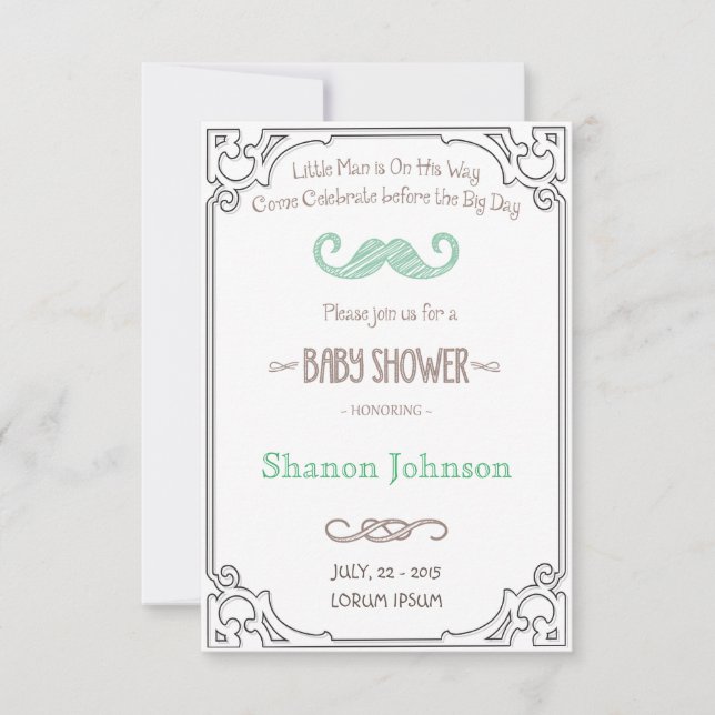 Vintage Chalkboard Boy Babay Shower-inbjudan Inbjudningar (Framsida)