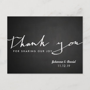 Vintage Chalkboard Bröllop Tack Typografi Vykort