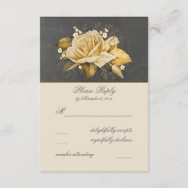 Vintage Chalkboard Flowers Guld Bröllop OSA Kort